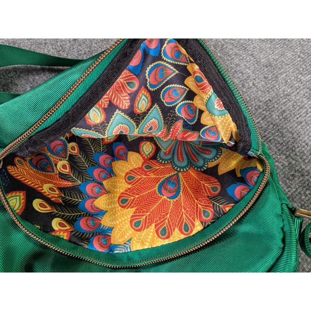 Travelon Green Nylon Crossbody Bag RFID Peacock Paisley Lining F11372 42843-450 - Picture 4 of 8